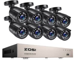 EverestGoods Home Security Systeem H.265 + 8CH - CCTV - Zosi Beveiligingscamera set met 8 Camera's Outdoor Buiten - Home Security Camera Systeem - Wifi Camera Set - Video + Audio-opname - Beveiligingscamera - 8 Camera’s - Nachtzicht - Motion Detector