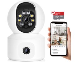 Fur View Huisdiercamera met App - Inclusief 64gb SD card - Met wifi - Full HD - waterdicht - Hondencamera - Pet camera - Beveiligingscamera binnen - indoor camera - Wit