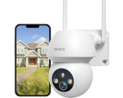 GNCC GK1Pro Bewakingscamera voor Buiten - 2K IP-Camera's - Wifi en app - PTZ 360° - Waterdicht (IP66) - 2-Weg Audio - Wit