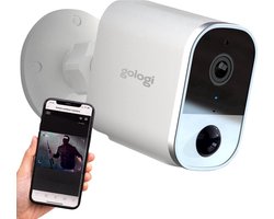 Gologi draadloze camera op accu - Beveiligingscamera - Met nachtzicht - WiFi camera - Security camera - Oplaadbaar - Nederlandstalige app - Wit