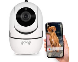 Gologi Huisdiercamera met App - Hondencamera - Pet camera - Beveiligingscamera Binnen - Security camera - Voor alle huisdieren - Met wifi - Wit