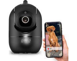 Gologi Huisdiercamera met App - Hondencamera - Pet camera - Beveiligingscamera Binnen - Security camera - Voor alle huisdieren - Met wifi - Zwart