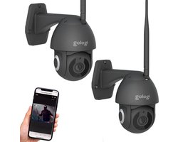 Gologi Superior Outdoorcamera - 2 Stuks - Buiten camera met nachtzicht - Beveiligingscamera met Kabel - Security camera - 3MP - Met wifi en app - Zwart