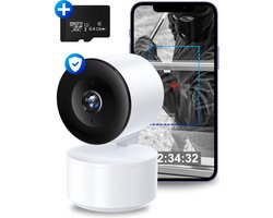 HB Beveiligingscamera 2K HD WiFi - Beveiligingscamera binnen - Security Camera met Nachtzicht - 2K Full HD met Home Security Wi-Fi - Smart Tuya App Functie - Wit - Incl. 64GB Micro-SD Kaart - 2.4 GHz