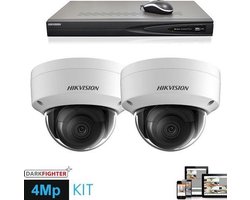 Hikvision IP 2x dome 4 megapixel camerabewaking set bevat 2 IP camera