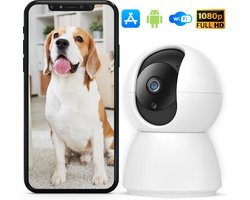 Huisdiercamera - met app - Petcam - Beveiligingscamera met beweegdetectie - Hondencamera volledig HD - Indoor camera - Terugspraakfunctie en Night vision - Geschikt voor huisdieren/baby/beveiliging - Incl. Handleiding