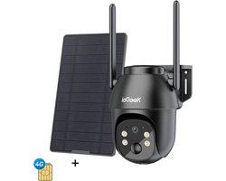 ieGeek 4G LTE Beveiligingscamera Buiten 2K, PTZ LTE Bewakingscamera Buiten Draadloos Zonder WIFI, CCTV IP Security Camera Outdoor met Sim-Kaart, met Zonnepaneel, 355°/90° Draaien, Humanoïde Bewegingsdetectie Tracking