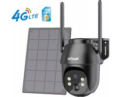 ieGeek 4G LTE Cellulaire Zonne-beveiligingscamera Draadloos Buiten, Geen WiFi Zonne-energie Camera, 360° Live View, 2K Kleuren Nachtzicht, PIR Bewegingssensor, 2-weg Gesprek, Ingebouwde SIM-kaart