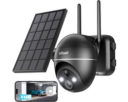 ieGeek 5MP WLAN bewakingscamera op zonne-energie voor buiten, accu, PTZ 360° draadloze IP-camerabewaking outdoor met kleurennachtzicht, PIR-bewegingsmelder, sirene/witlichtalarm, 2-weg audio