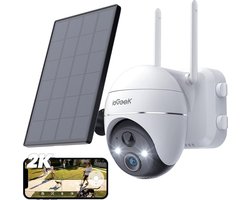 ieGeek Beveiligingscamera Buiten, 2K Draadloze WiFi 360° PTZ-camera, Bewakingscamera op zonne-energie met Spotlight/Sirene/Bewegingsdetectie/3MP Kleur Nachtzicht, Compatibel met Alexa