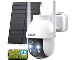 ieGeek Bewakingscamera voor buiten, accu, 2K camera, bewaking buiten, zonne-energie, 360° PTZ WLAN-camera, outdoor, draadloze buitencamera met gekleurd nachtzicht en PIR-persoonsherkenning, alarm