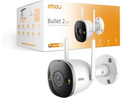 Imou Bullet 2 Pro 4MP - Buitencamera Voor Buiten - Camera Beveiliging - Metalen Behuizing - IP67 Weerbestendig - Slim Kleurennachtzicht - Met Ingebouwde Sirene En Spotlight - Instelbare Detectiezone