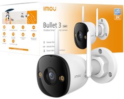 Imou Bullet 3 3K - Beveiligingscamera Buiten - 3K UHD Beeldkwaliteit - WIFI 6 Ondersteuning - Smart Color Night Vision - AI Persoons -En Voertuigendetectie - IP67 Weerbestendig - Ingebouwde Spotlight - Ingebouwde microfoon en luidspreker 110dB Sirene