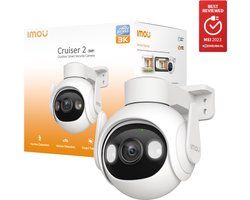 Imou Cruiser 2 - Beveiligingscamera Voor Buiten - 3K Beeldkwaliteit - Panoramisch Draaien En Kantelen Voor Volledige Dekking - WiFi 6 - Slimme Kleuren Nachtzicht - Accurate Detectiebereik Tot 22m Voor Personen En 44m Voor Auto's - IP66 Weerbestendig