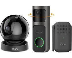 Imou Deurbel 2S Kit - Slimme Draadloze Video Deurbel - 2K QHD Beeldkwaliteit - 5000mAh Batterij - USB-C Snelladen - 166° Graden Gezichtsveld +Imou Rex 3D 3K(5MP) Camera WiFi Indoor 360° AI Smart Tracking Two Way Audio Compatible with Alexa for Baby