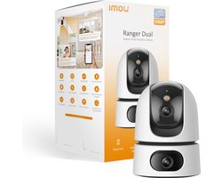 Imou Ranger Dual 10MP - Beveiligingscamera - Wit - Beveiligingscamera Binnen - Camera Met Dubbele Lens 2x 5MP - Slim Kleurennachtzicht - 360° Dekking Door Verstelbare Dubbele Lens - Persoons- En Huisdierendetectie - Abnormale Geluidsdetectie