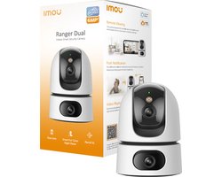 Imou Ranger Dual 6MP - Beveiligingscamera - Wit - Beveiligingscamera Binnen - Camera Met Dubbele Lens 2x 3MP - Slim Kleurennachtzicht - 360° Dekking Door Verstelbare Dubbele Lens - Persoons- En Huisdierendetectie - Abnormale Geluidsdetectie