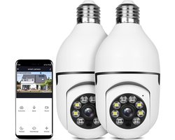 IP Camera Lamp E27 Fitting - Indoor Spy Cam - Verborgen Bewakingscamera - Beveiligingscamera Binnen & Buiten - Huisdier Hondencamera - WiFi Draadloos - Nachtvisie - Bewegingssensor & Geluidsdetectie - Opslag in Cloud & App - 360℃ Panorama (1 stuk)