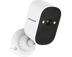 iSwiss IP smart camera Beveiligingscamera voor Binnen en Buiten Wi-Fi Security camera Indoor and Outdoor 1080p (Uitbreiding) - Wit 4K met battery en oplaadbaar