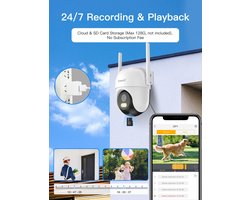 Laxihub OP1 Beveiligingscamera Voor Buiten - 4MP - Beweegbaar - Dual-Band Wifi - Draadloos - Full360° bewaking - Geen Blinde Vlekken - Geen Maandelijkse Kosten - HD - Besturing via App - Waterdicht - Onvif - Met Microfoon & Speaker