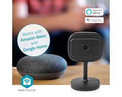 Nedis SmartLife Camera voor Binnen - Wi-Fi - Full HD 1080p - Cloud Opslag (optioneel) / microSD (niet inbegrepen) / Onvif - Met bewegingssensor - Nachtzicht - Zwart