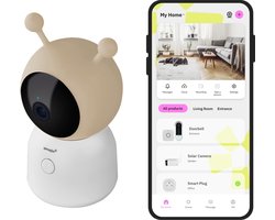 omajin Baby Camera - IP-camera - Babycam - 2K HD - Pan & Tilt - Bewegingsmelder - Nachtzicht - Tweerichtingsaudio - incl. 64GB MicroSD-kaart - Wit