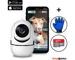 OrbitView Beveiligingscamera Wit – Huisdiercamera met app – WiFi – 1080p HD - Hondencamera – Petcam - Security Camera – Bewakingscamera voor buiten en binnen (Indoor) - Baby Monitor – Babyfoon Met Camera