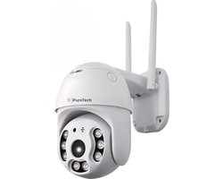 PuroTech Beveiligingscamera Core - Buiten camera met nachtzicht - Beveiligingscamera buiten met kabel - Draaibaar & Kantelbaar - Met Wifi en app - 3MP - Wit