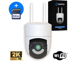 Quipted S1 Beveiligingscamera voor Binnen & Buiten – Security Camera met Nachtzicht – Buitencamera - 2K HD 4MP - Met WiFi en App - Incl 64GB SD