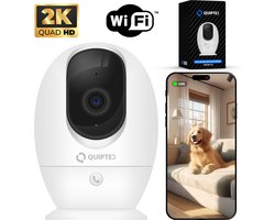 Quipted S2 Beveiligingscamera binnen - Huisdiercamera met app - Petcam - Hondencamera - Met WiFi APP - 2K 4MP Ultra HD - Volgt beweging en geluidsdetectie - Indoor Camera