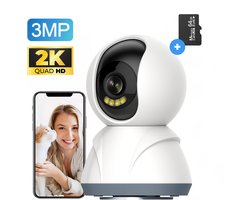 SageGoods 2K HD Huisdier- en Babycamera - 360° Wifi Binnencamera met SD-kaart, Bewegings- en Geluidsdetectie, Nachtzicht en Twee-weg Audio - Geen Abonnement Nodig