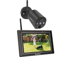 SecuFirst CWL401S Draadloze 3 megapixel Beveiligingscamera met monitor - 7 inch touchscreen + 1 camera - Zwart - Gratis app