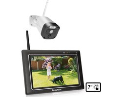 SecuFirst CWL401W Draadloze 3 megapixel Beveiligingscamera met monitor - 7 inch touchscreen + 1 camera - Wit - Gratis app