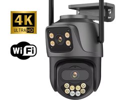 Thingy Beveiligingscamera 4K Ultra HD - Zwart - Voor Binnen & Buiten - Buitencamera - Bewegingsdetectie - IP Camera draai- en kantelbaar voor buiten - Met 64 GB SD kaart en verlengkabel - Muur en Dakbevestiging - Met Wifi en app