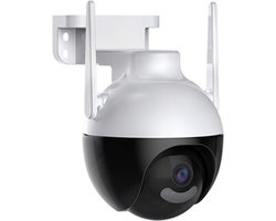 Thingy Beveiligingscamera Buiten - Full HD 3 MP - Wit - Buitencamera - Bewegingsdetectie - Security camera - Met 64 GB SD kaart en verlengkabel - Draai- en kantelbaar - Met Wifi en app - Muur en Dakbevestiging