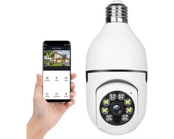 WiFi Beveiliging Camera "V380 App" | 2,4Ghz | E27 gloeilamp aansluiting | 1080P | 360 Gemotoriseerd Draaibaar | Op afstand te bedienen