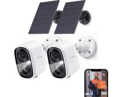 X-Sense SSC0A Slimme Beveiligingscamera met Nachtzicht - 2 Stuks - Buiten Camera Draadloos met Zonnepaneel - Buitencamera - Camerabewaking – Outdoor Camera - WiFi met app