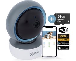 Xedor® Huisdiercamera met app - Honden camera - Indoor camera - Beveiligingscamera binnen - Full HD - Met Wifi app - Beweging en geluidsdetectie - Motion tracking - Nachtvisie