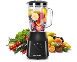 Aigostar Swift B3NRY - Blender - Met glazen kan - Smoothie maker - Blender to go - 1,5 L - 800W - Zwart