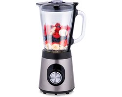 alpina Blender 1,5L - BL9703A-GS - Smoothie Maker 500W - Anti-Slip Bodem - 2 Snelheden en Pulserende Functie - RVS Voet en Glazen Kan - Zilver