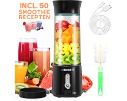 Blend !T Draagbare Mini Blender To Go - Portable Smoothie Maker - Draadloos - USB-oplaadbaar - 500 ML - Zwart