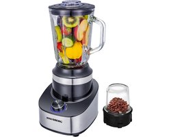 Blender - Smoothie maker - Blender Met Grinder - Koffiemaler 2 in 1 - Glazen Kan 1.5 Liter - 500W - RVS