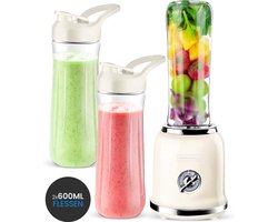 Blender to go - Retro blender - Smoothie maker - Inclusief twee bekers en meerdere accessoires - Beige