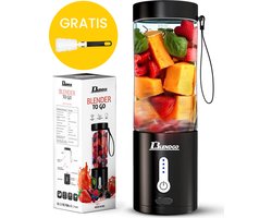 BlendGO - Blender To Go - Draagbare blender - Draadloze blender - Blenders - 6 mesjes - Mini Blender - Mini Juicer - Smoothie Maker - USB Oplaadbaar - Met Gratis Schoonmaakborstel - 500 ml - Zwart