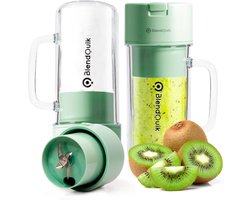 BlendQuik™ Draagbare Blender - Blender To Go - Mini Blender, Compact en Stijlvol, Perfect voor Smoothies, Shakes & Meer, Ideaal voor Onderweg, Gemakkelijk Schoon te Maken, Geschikt voor Mixen met IJs - Matcha Green