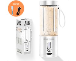 BlendStorm® Draagbare Blender - Draadloze Blender - Draadloos - Blenders - Blender To Go - 6 Mesjes - Mini Blender - Smoothie Maker - Juicer - Keukenmachine - USB Oplaadbaar - 500 ml - Wit