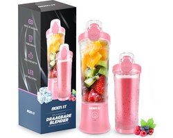 BODYIT® - Draagbare Blender met Extra Accessoires - 700ml – 6 Mesjes – Portable Blender To Go – USB-C - Oplaadbare Blenders met Accu – Draadloze Smoothie & Shake Maker - Roze