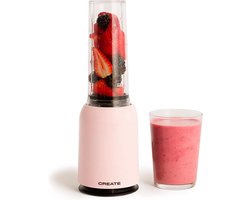 CREATE  MOI SLIM Draagbare Glazen Blender - Sappen, Shakes of Smoothies - 400ml - Roze