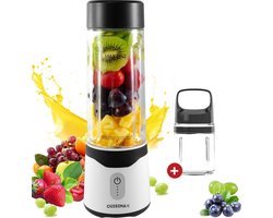 Cuisimax Blender to go met 2 Drinkflessen - Draadloos - 550ML - Smoothie maker - Draagbare blender - Oplaadbare mini blender