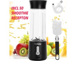 Draagbare Blender - Blender To Go - Smoothie Blender - USB Oplaadbaar - Zwart - Portable Smoothie Maker - Afneembaar - Draadloos - Compact Blender - 500 ml - Mini Smoothie Maker - Fresh Juice Maker - Portable Blender - Recepten inbegrepen